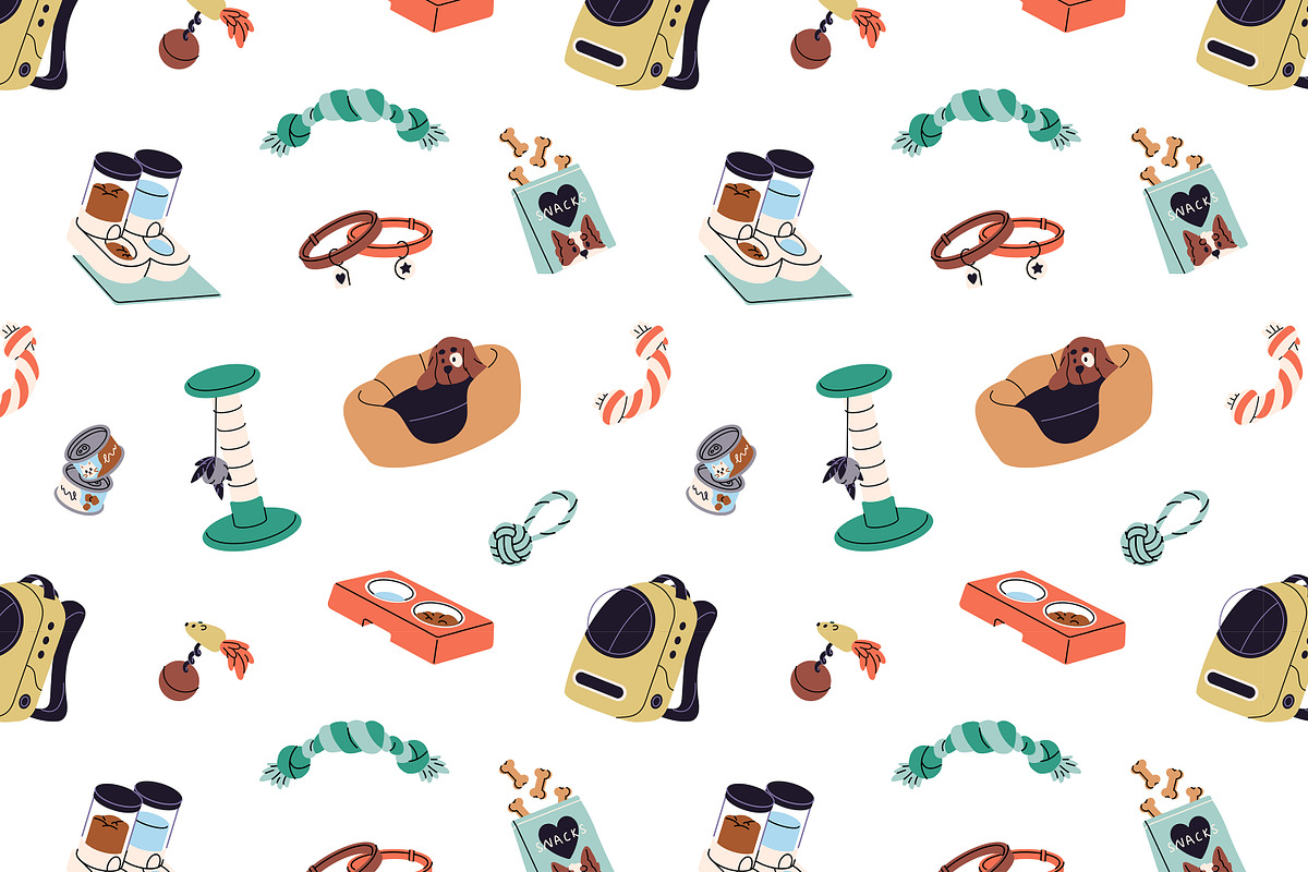 Cats & dogs items set + backgrounds, an Animal Illustration by PaperTrident (Photo 4 of 4)