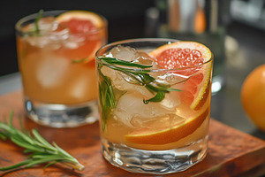 Refreshing cocktails with ice and ci, a Photo by Tanuart
