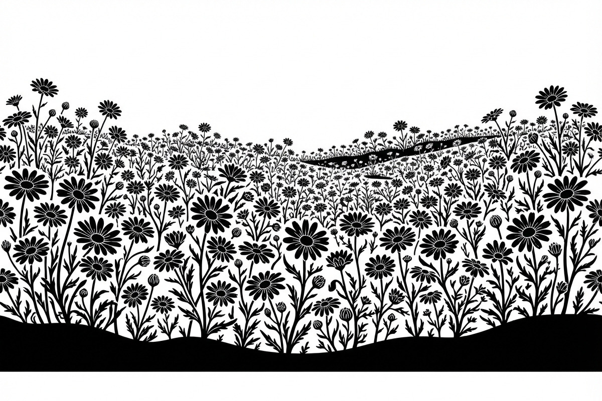 60 Daisy Flower Field Silhouette, a Seasonal Illustration by Amazin_art (Photo 18 of 36)