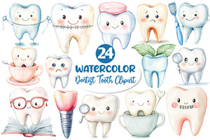 Watercolor Dentist Tooth Clipart, an Illustration by Dream Creation