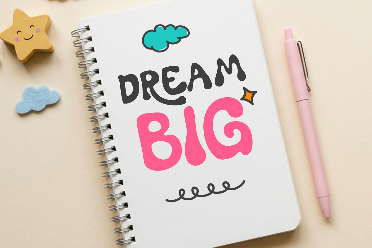 Alopyu - Bubble Fun Display Font, a Handwritten Font by Mockmenot (Photo 3 of 6)