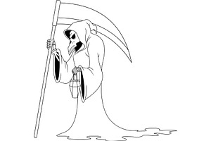 Outlined Grim Reaper Skeleton