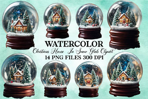 Christmas House In Snow Glob Clipar, a Seasonal Illustration by Craft Nest