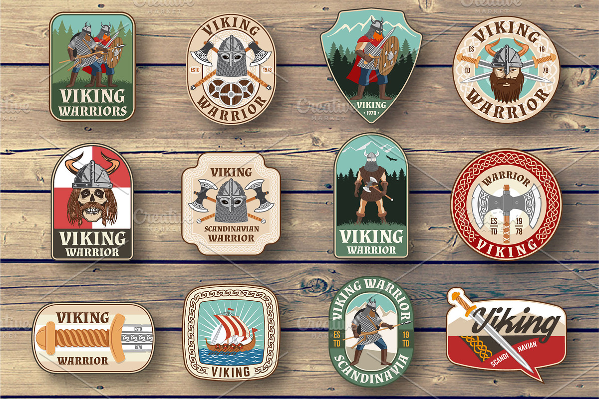 Viking warrior logos, badges, a Branding & Logo Template by sivVector (Photo 2 of 2)