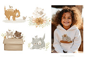 Floral kittens - clipart & patterns, an Animal Illustration by polikarpovaart (Thumbnail 4 of 15)