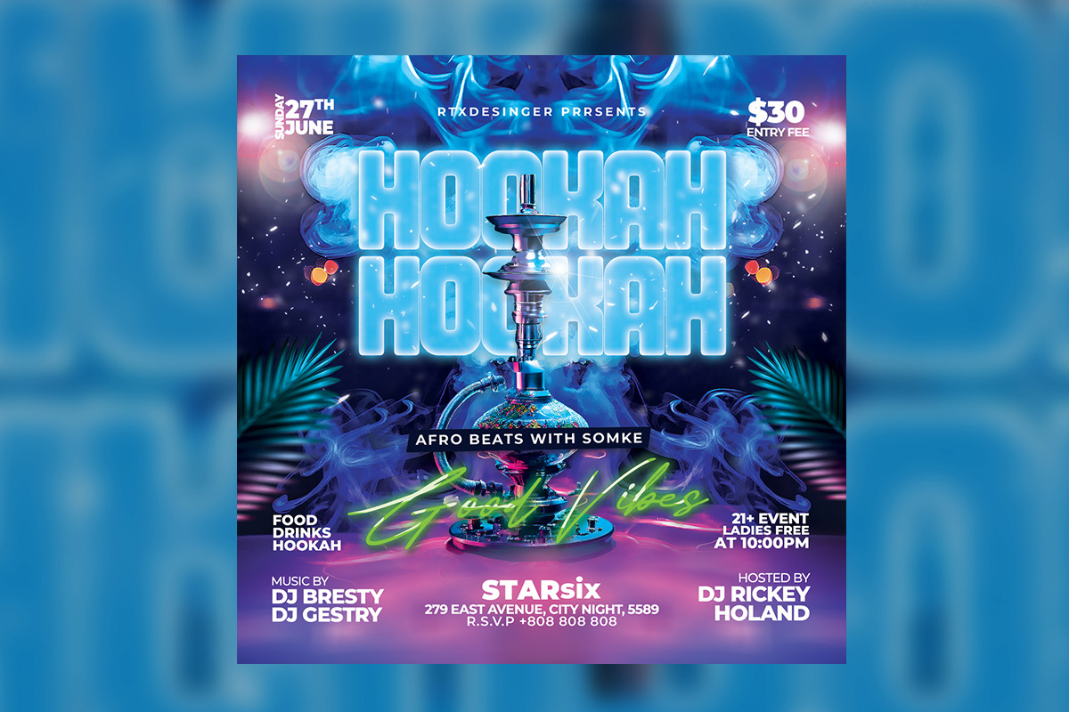 Hookah Flyer Template, a Flyer Template by RTXdesinger99 (Photo 2 of 3)
