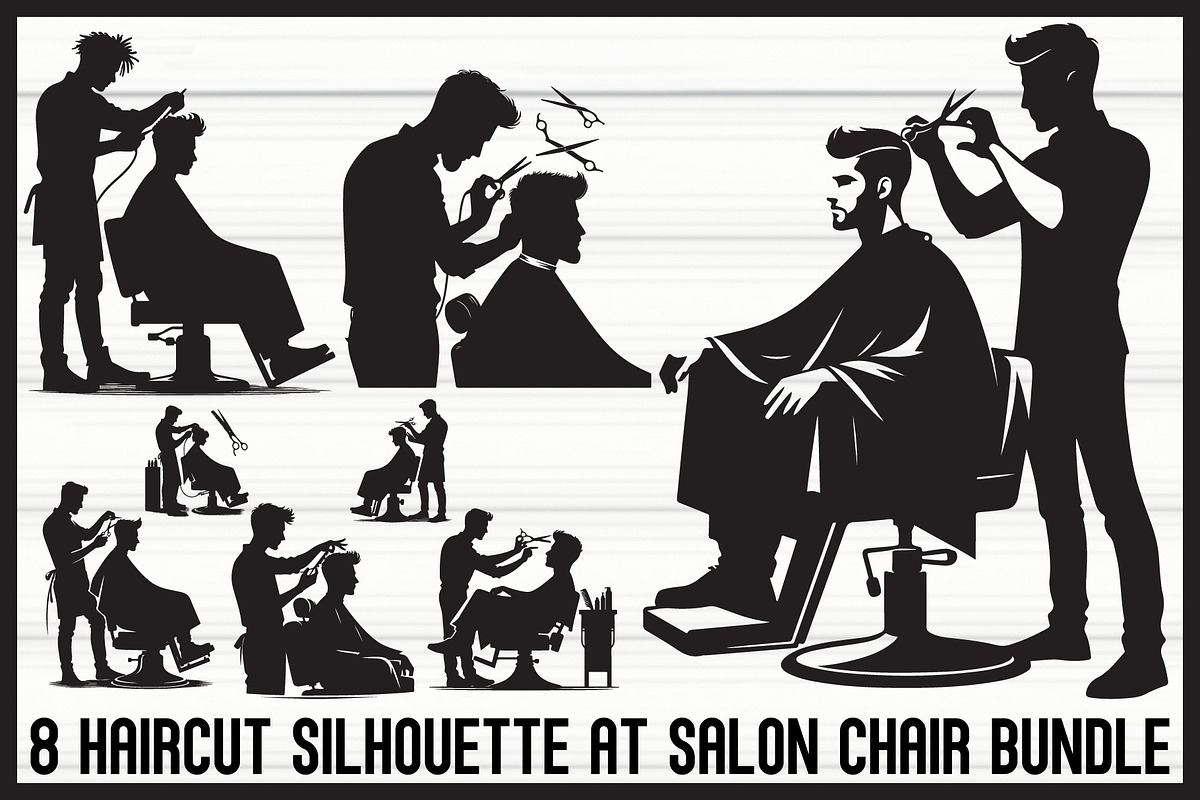 Haircut Salon Chair Silhouette Set, an Illustration by Designs_River