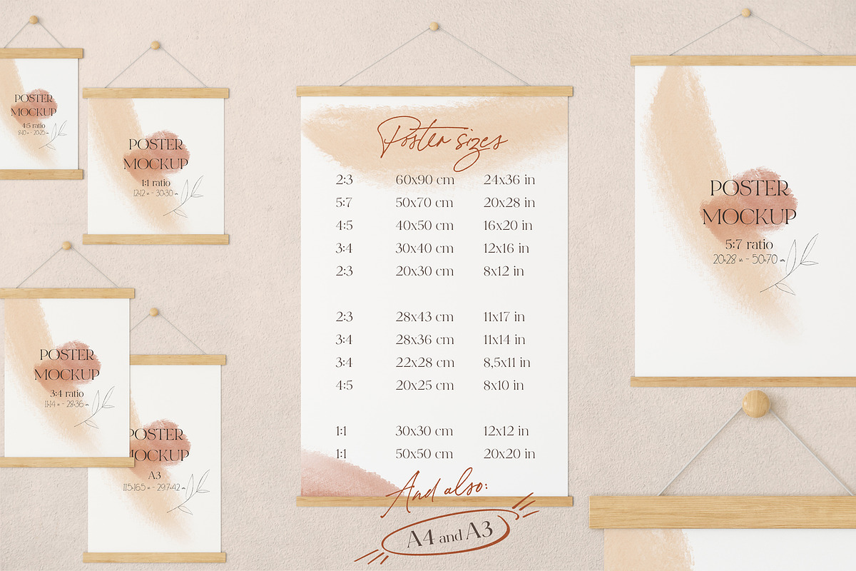 Wooden Poster Mockup, a Print Template by Yuri-U (Photo 2 of 7)
