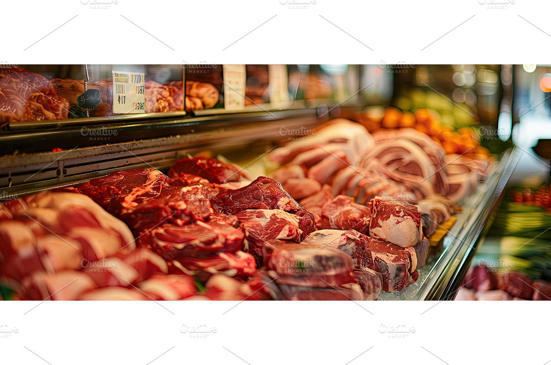 Fresh meat assortment in butcher, a Food & Drink Photo by piter.goskov