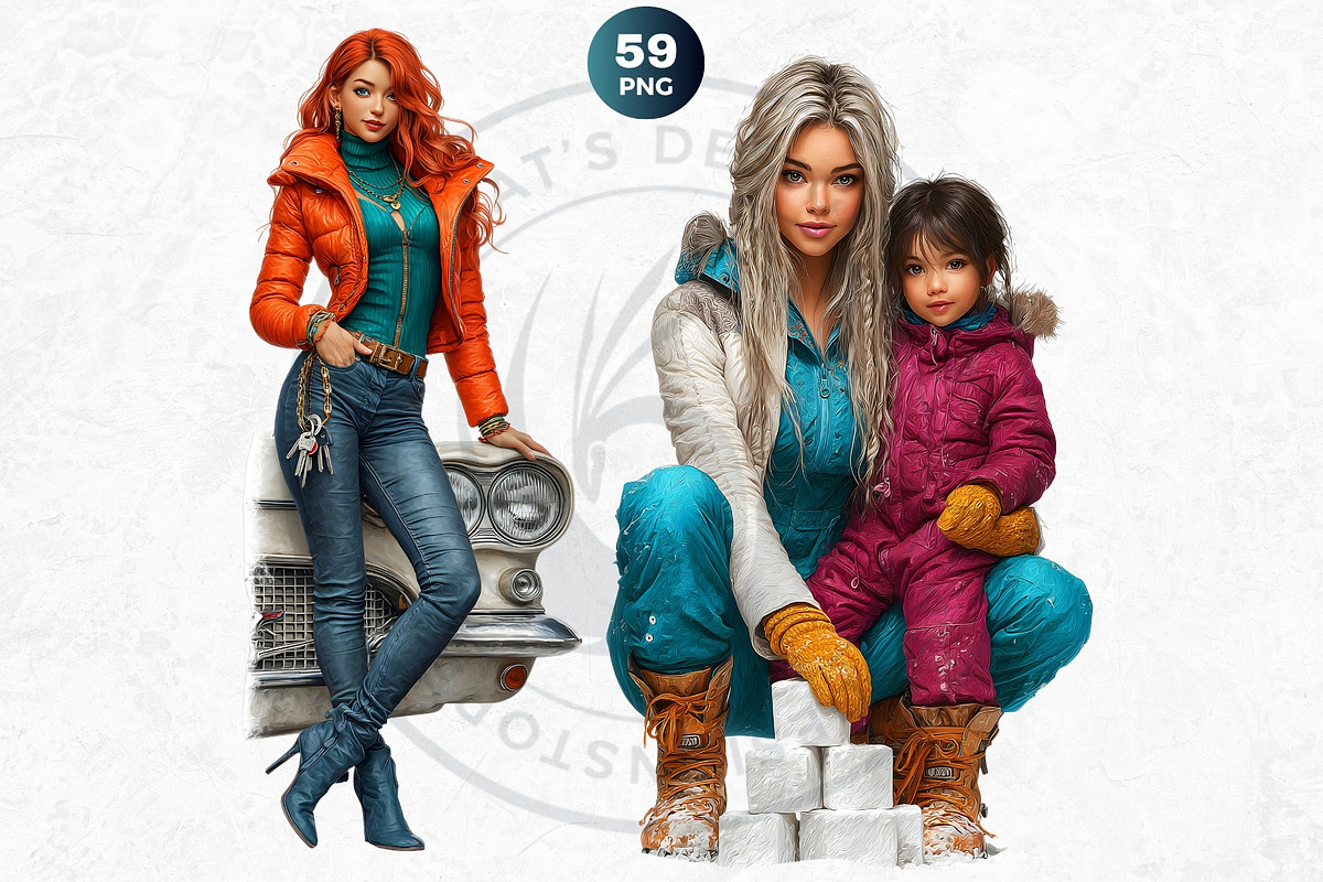 Modern Winter girls cliparts, a Seasonal Illustration by ThatsDesignArt (Photo 14 of 18)