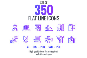 Set flat gradient line icons