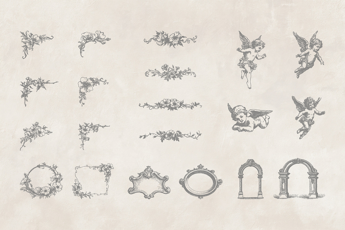 Renaissance Wild Rose Frames and Ornaments