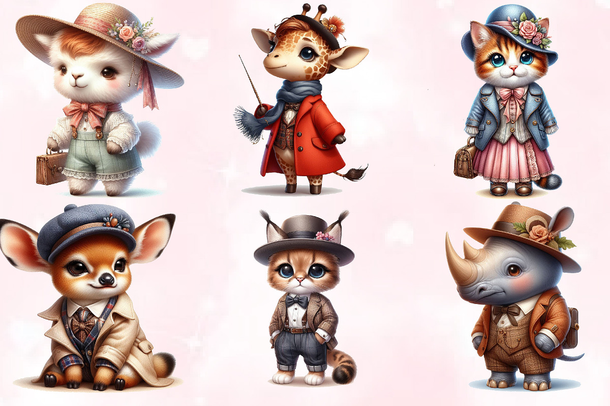 Watercolor Cute Animals Clipart, an Animal Illustration by Craft Nest (Photo 4 of 5)