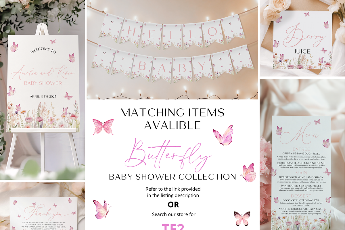 Butterfly Baby Shower Thank You Card, an Invitation Template by Digital_Mind (Photo 3 of 6)