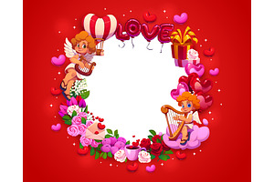 Valentines day frame banner, an Illustration by Vector Tradition