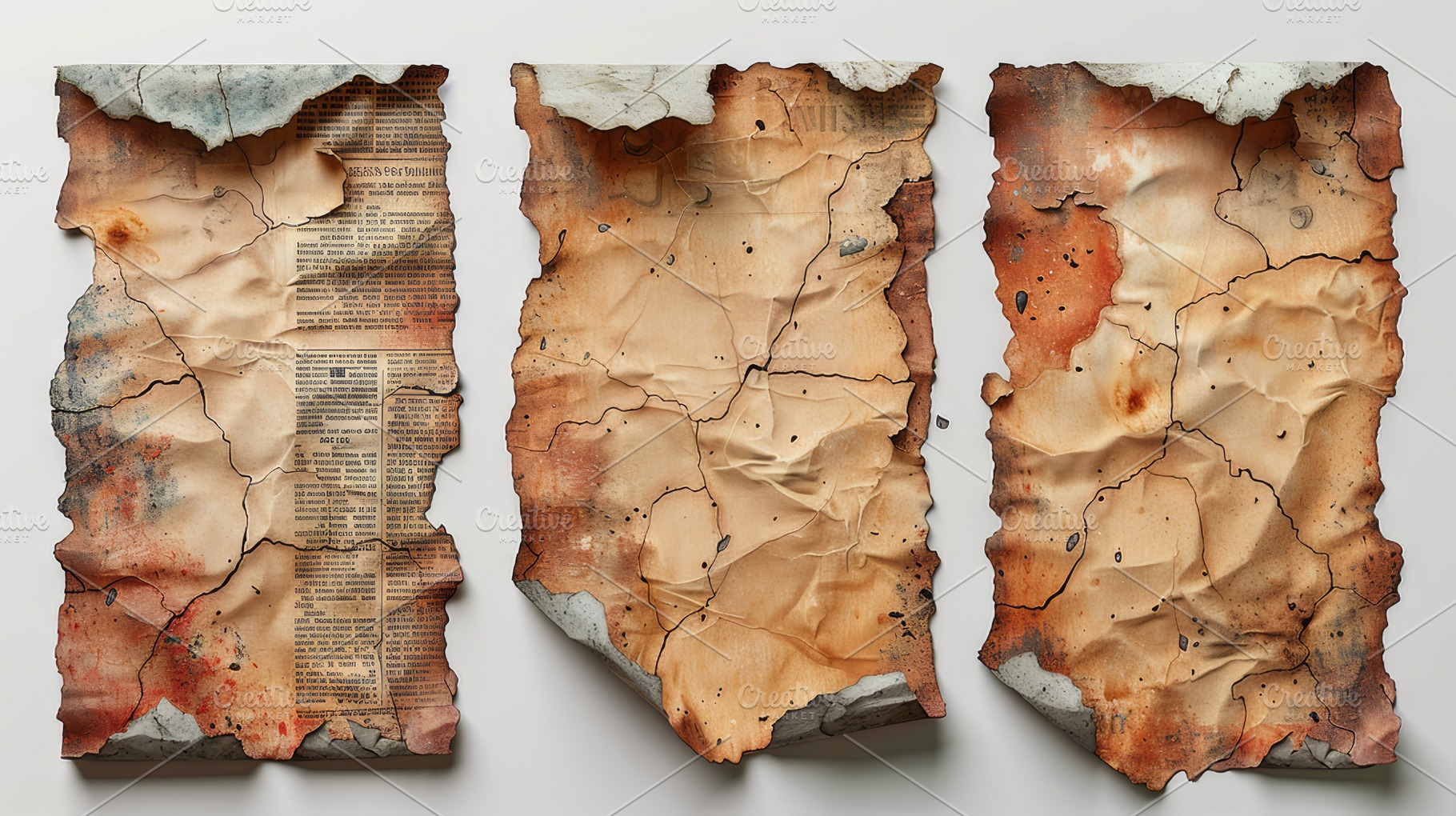 Artifact Elegance: A Detailed View of Torn, Aged Paper and Old Newspaper Textur, a Photo by AS photostudio