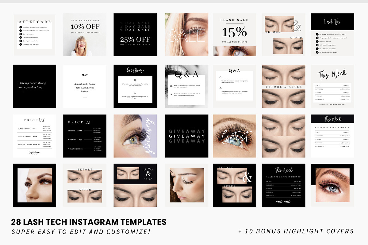 Lash Tech Instagram Templates, a Social Media Template by Galaxybomb (Photo 2 of 5)