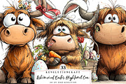 Whimsical Easter Highland Cow Clipar, an Illustration by OK Design (Thumbnail 1 of 6)