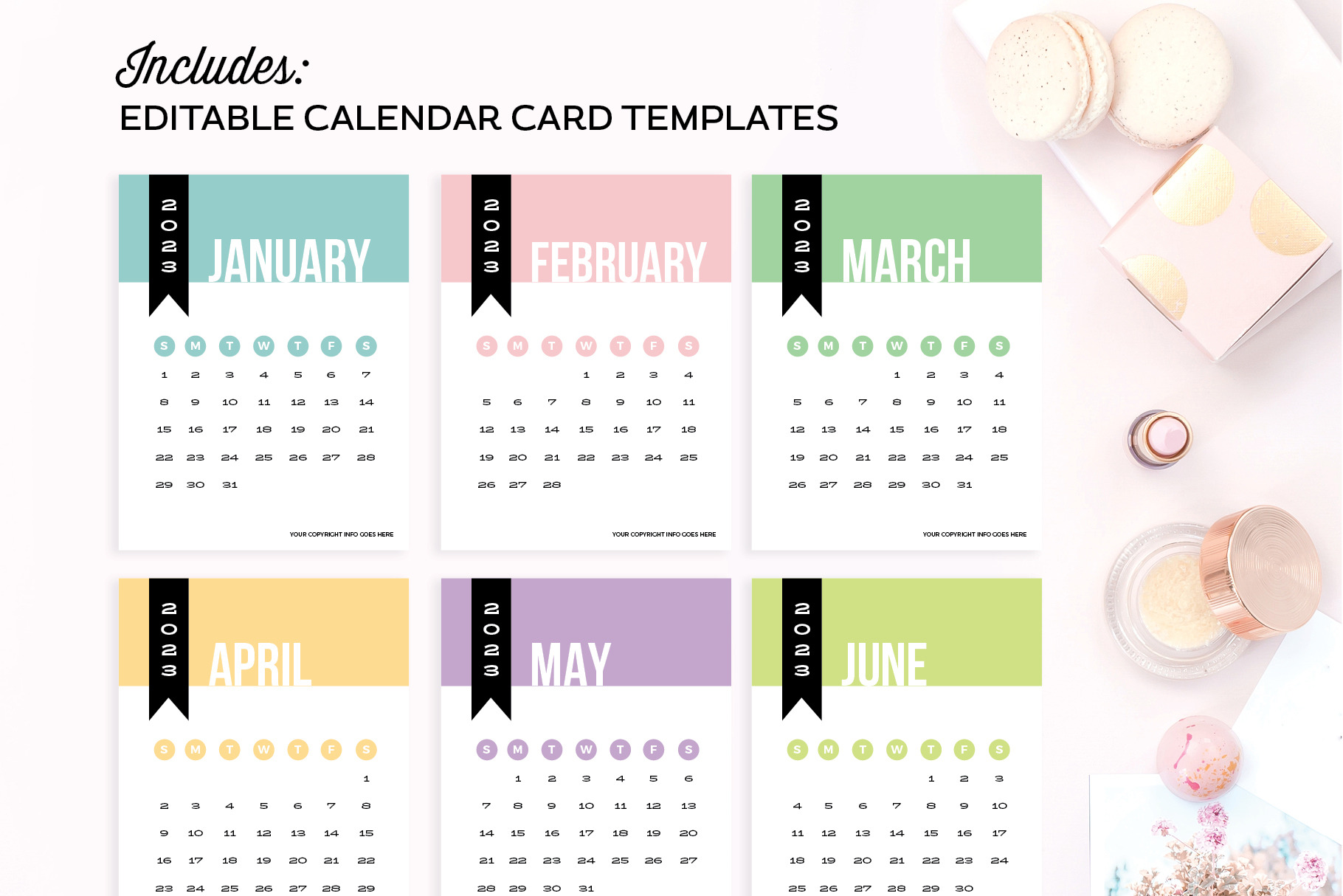 Calendar Card Template for Adobe Illustrator