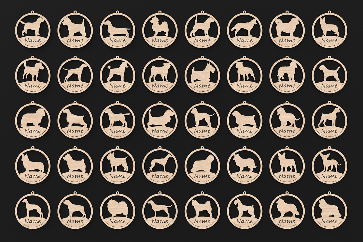 40 Custom Dog Ornaments Laser Files, an Object Graphic by ThemeXDigital (Photo 1 of 9)