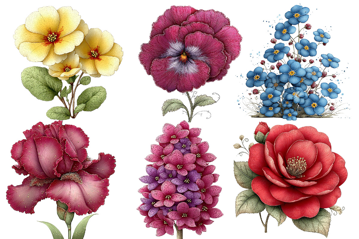 Whimsical Spring flower clipart, an Illustration by Designworld (Photo 2 of 5)