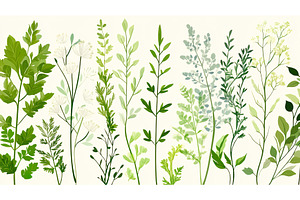 Variety of green leafy plant, a Texture Illustration by Lermont51