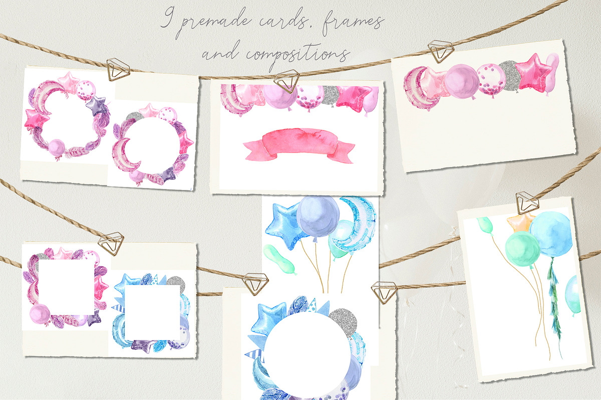 Party Balloons Watercolor Collection, an Animal Illustration by Cat In Colour (Photo 5 of 7)