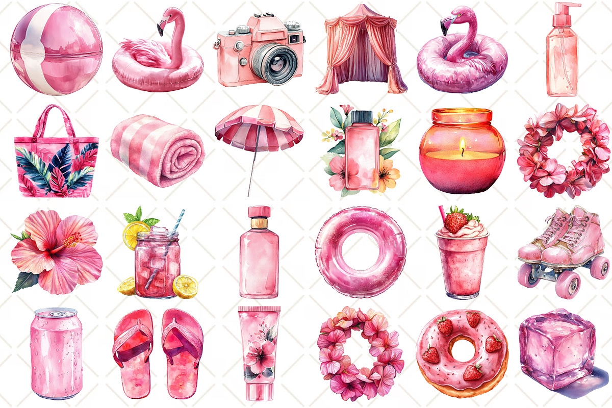 Watercolor Pink Summer Poolside, an Illustration by Black Bird Studio (Photo 2 of 5)