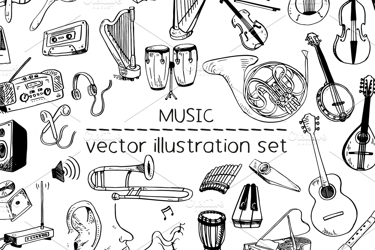 Music - vector illustrations, an Object Illustration by Renée from Studio neetje (Photo 1 of 5)