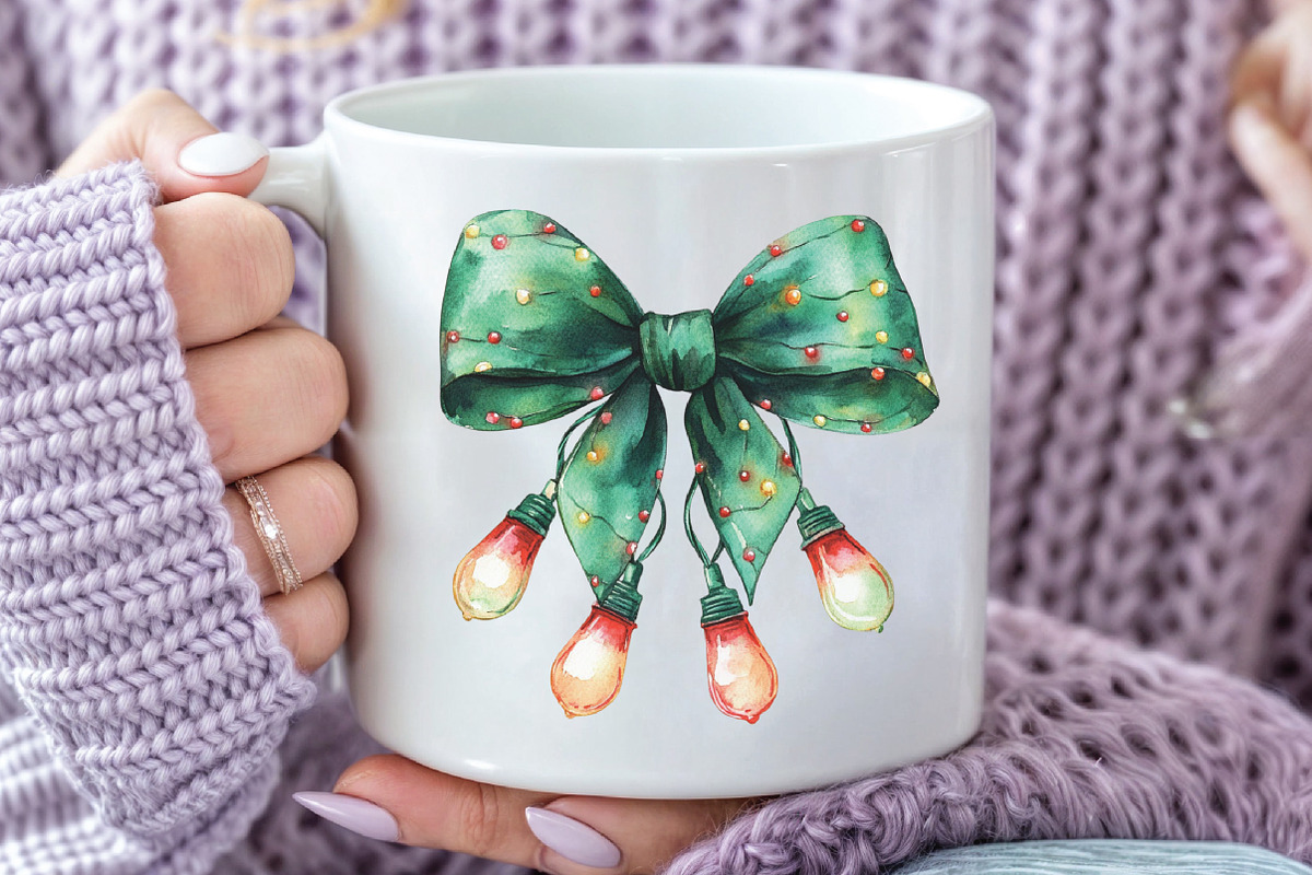 Christmas Light Coquette Bow PNG, an Illustration by CraftArtStudio (Photo 4 of 6)