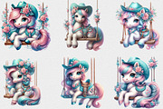 Baby Watercolor Pony Clipart Bundle, a Seasonal Illustration by Craft Nest (Thumbnail 4 of 6)