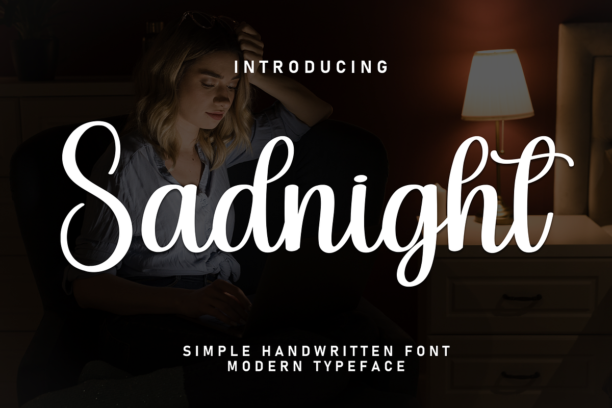 Sadnight | Script Font, a Handwritten Font by Scratchones (Photo 1 of 8)
