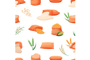 Fabric bags with different cereals, a Food Illustration by LadadikArt