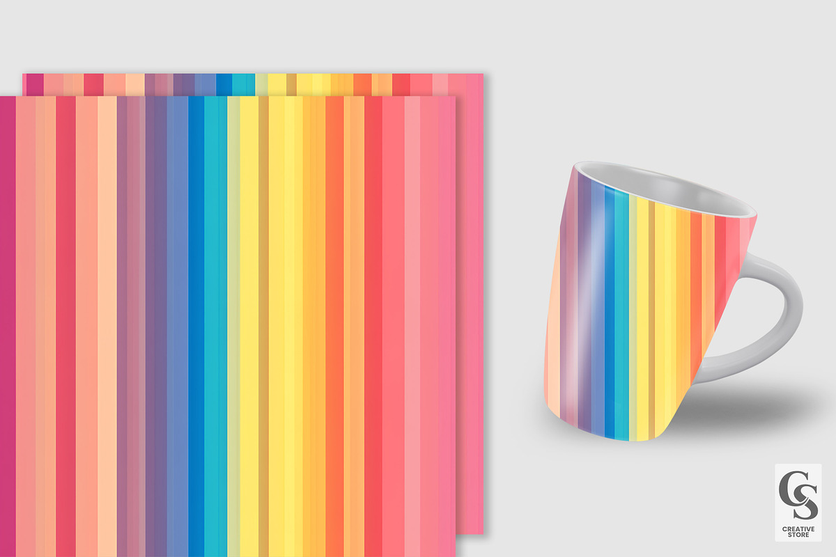 Rainbow Ombre Stripes Digital Paper, a Pattern Graphic by Creative Store (Photo 2 of 5)