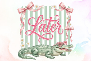 Later Gator Coquette Preppy Striped, a Work Illustration by Sublimation Artist
