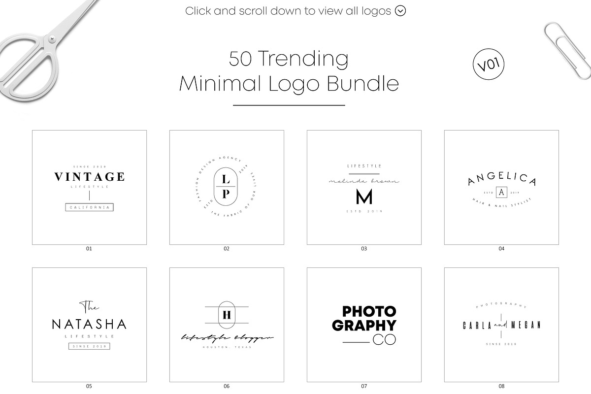 50 Trending Minimal Logo Bundle V01, a Branding & Logo Template by XpertgraphicD (Photo 6 of 15)