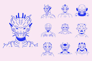 Sci-Fi Alien Warrior Head Collection, a Person Illustration by Danil Polshin