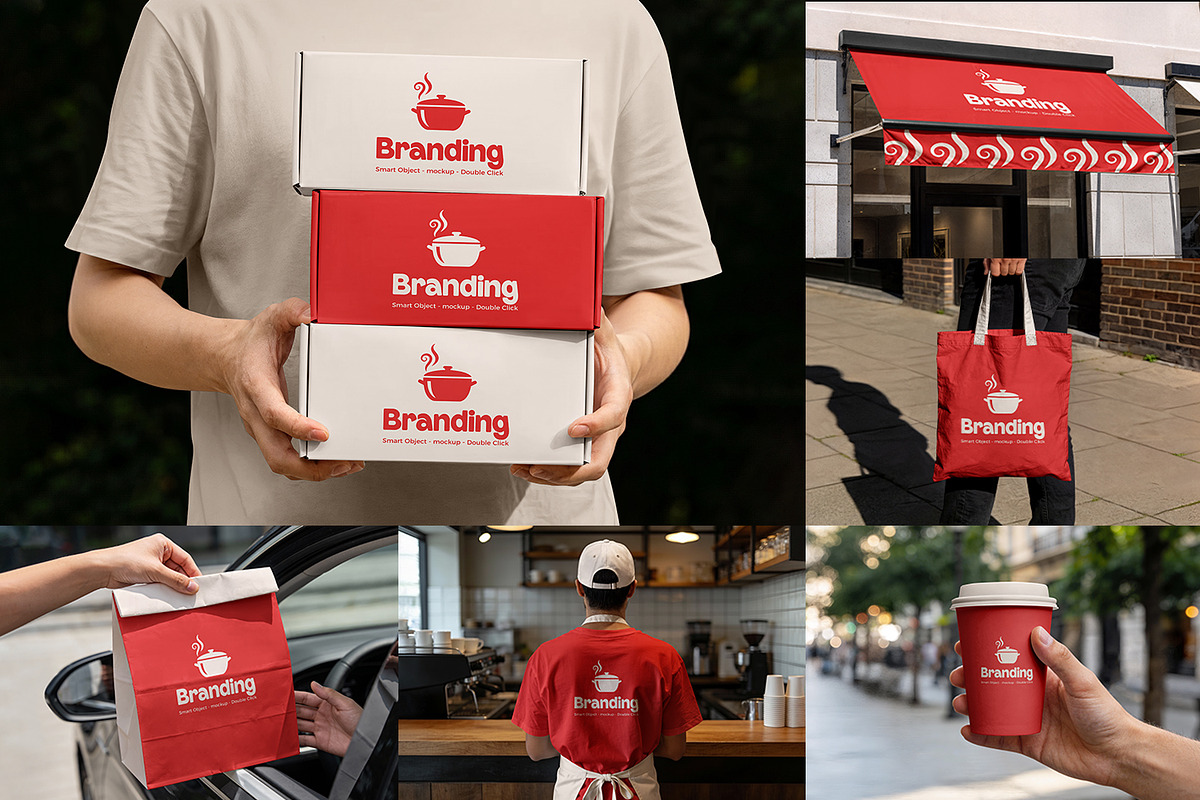 Cafe Branding Mockup Set, a Merchandise Mockup by RamStudio2 (Photo 1 of 8)