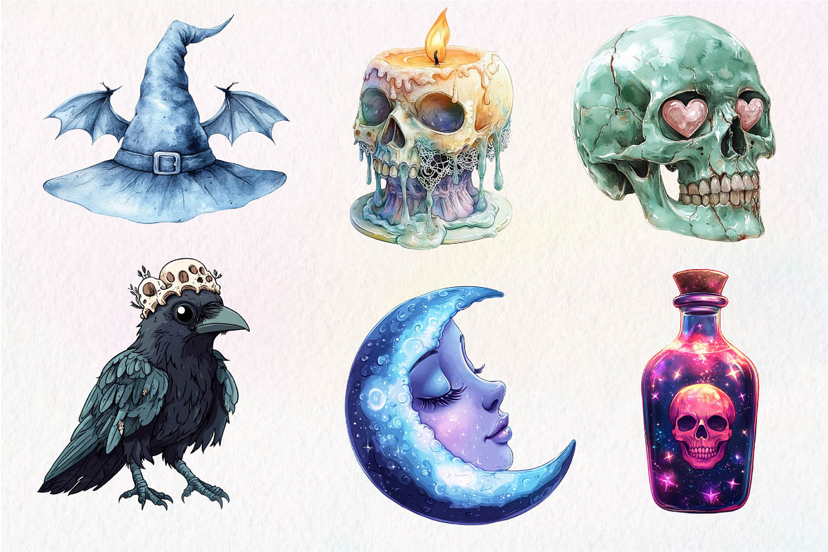 Pastel Gothic Halloween Clipart, an Illustration by Dream Creation (Photo 2 of 6)