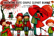 Valentine Cute Couple Clipart Bundle, an Illustration by CreationArt (Thumbnail 1 of 5)