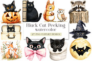 Black Cat Peeking Clipart PNG, an Illustration by DreamArtGraphic (Thumbnail 1 of 4)