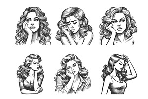 thoughtful and emotional women, a Person Illustration by AlexArt