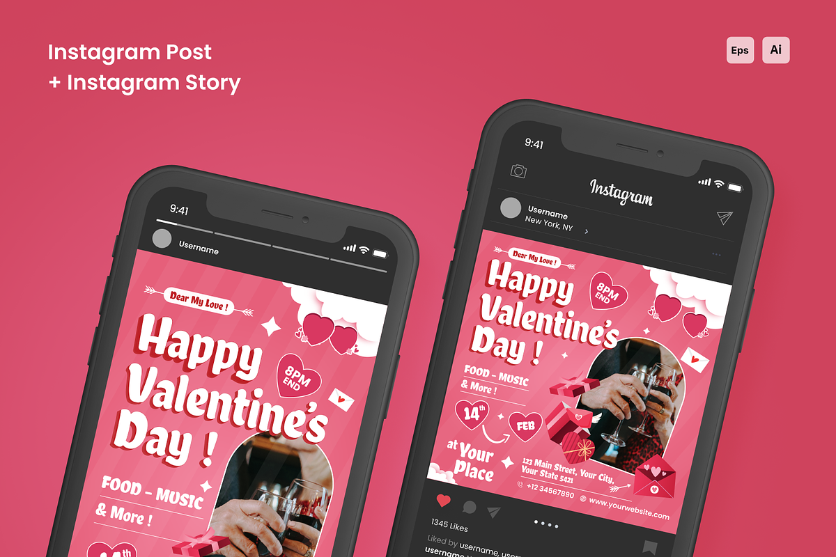 Pink Valentine Day Flyer Set, a Flyer Template by SquidPixey (Photo 4 of 6)
