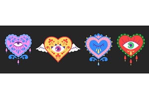 Bright collection of hearts in, an Illustration by art PVP - market