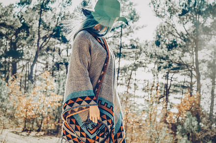 Girl walking in pine forest, a Person Photo by P&G