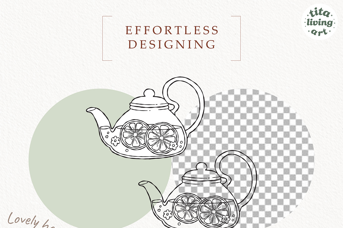 Lemon Tea Time Wedding Line Art, a Food Illustration by TitaLivingArt (Photo 4 of 9)