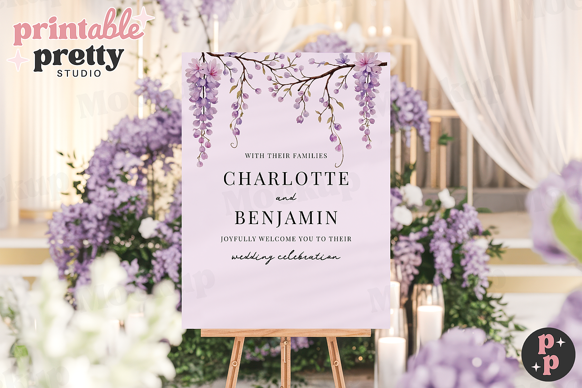 Wisteria Wedding Sign PSD Mockup, a Product Mockup by Printable Pretty Studio (Photo 3 of 4)