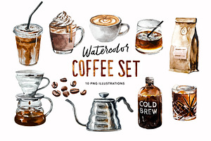 Watercolor Coffee Set