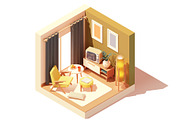 Vector isometric rooms, a Decorative Illustration by tele52 (Thumbnail 12 of 23)