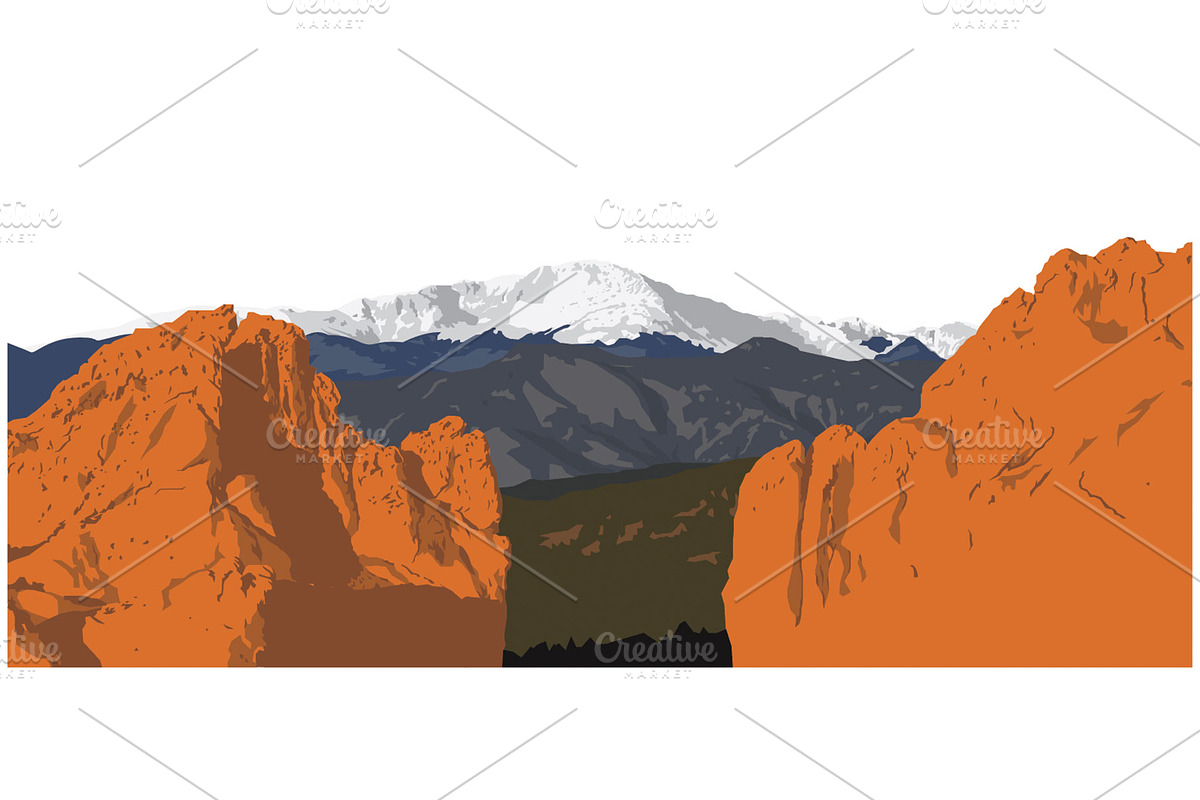 Garden of the Gods + Pikes Peak, an Illustration by Flavor Graphics (Photo 1 of 3)